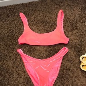 HOT PINK VELVET TRIANGL BIKINI